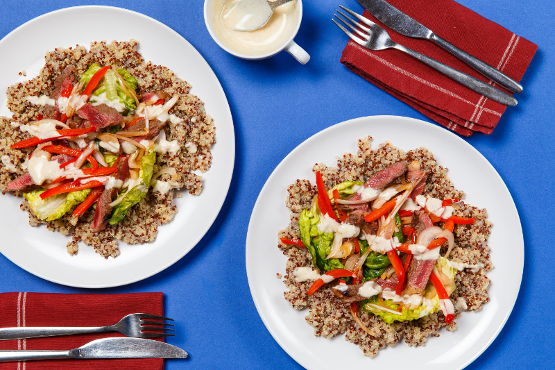 Beef and Quinoa Salad with Baby Gem & Peppers