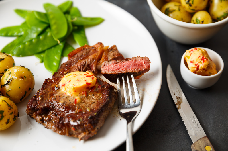Ribeye Steak with Chilli Lime Butter