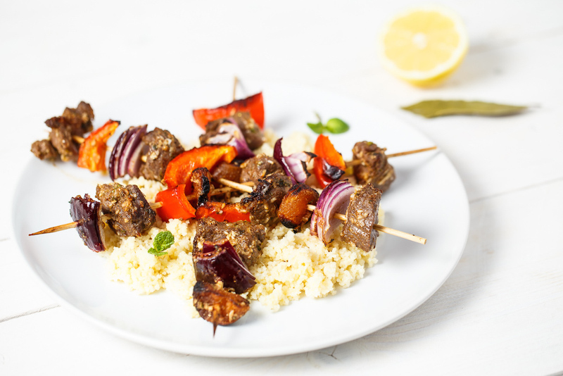 Moroccan Lamb Skewers with Couscous