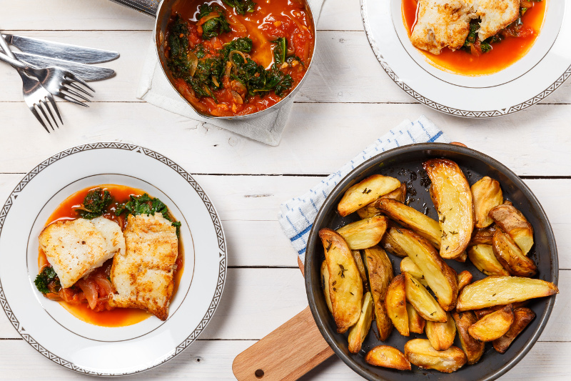 Hake Provencal with Wedges