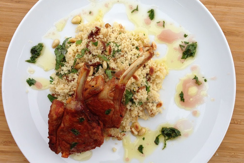 Irish Lamb Cutlets with Fruity Couscous and Minty Vinaigrette