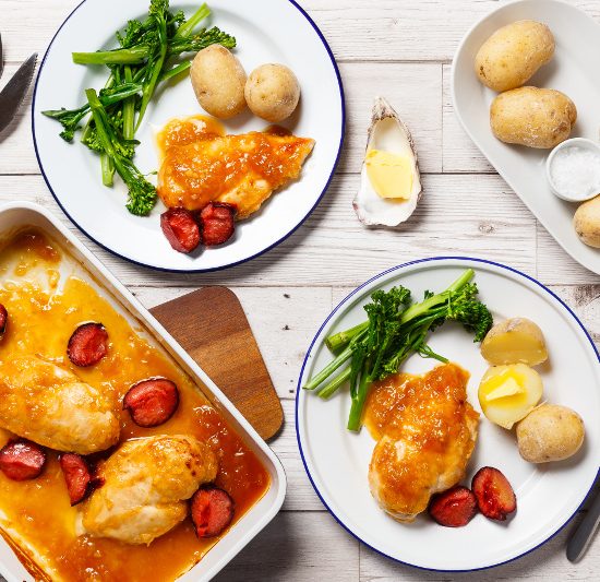 Apricot & Plum Chicken with Broccoli & Baby Potatoes