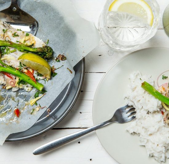 Asian Style Baked Haddock with Broccoli & Coconut Rice