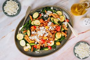 Punchy Red Pepper Pesto Pasta with Tenderstem Broccoli