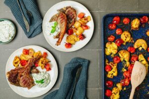 Lamb chops, Tzatziki and Smashed Potatoes