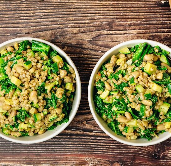 Courgette & Broccoli Barley Bowl With Pesto