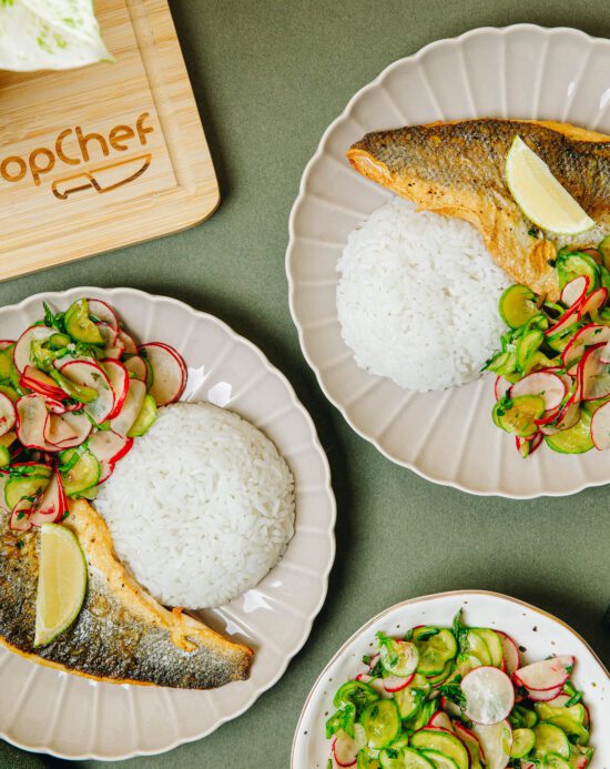 Crispy Sea Bass With Iona Farm Thai Style Radish Salad