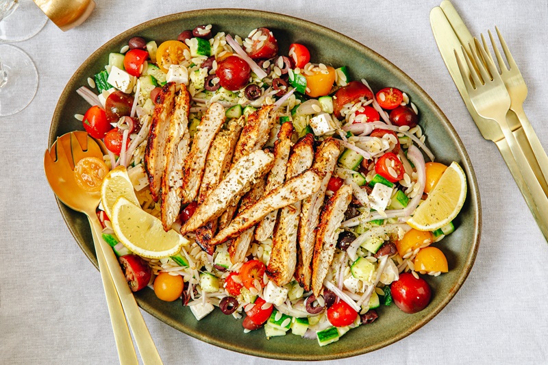 Herby Lemon Chicken with Greek Style Orzo Salad