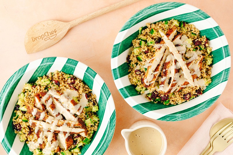 Spiced Chicken & Bulgur Bowl with Sweet Tahini Sauce