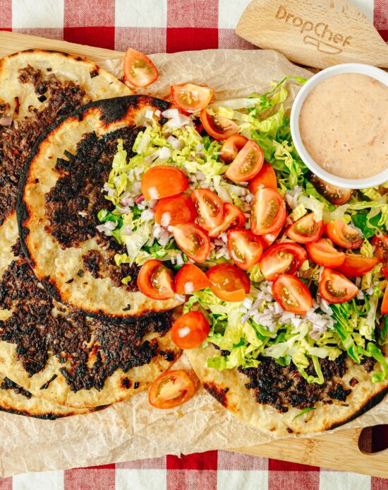 Rebel Smash Burger Tacos with Irish Beef