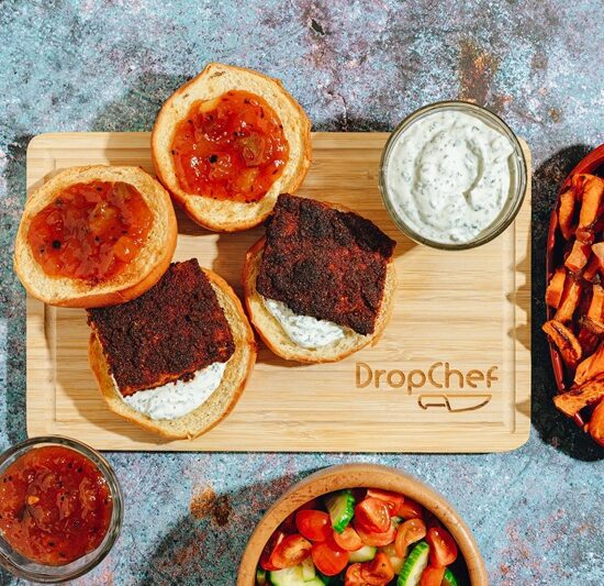 Tandoori-Spiced Tofu Burger with Cooling Mint Yogurt