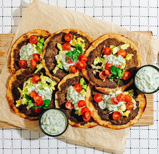 Lamb Smash Tacos with Garlicky Greek Tzatziki