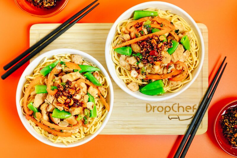 Honey Soy Butter Chicken Noodles With White Mausu Chilli Oil