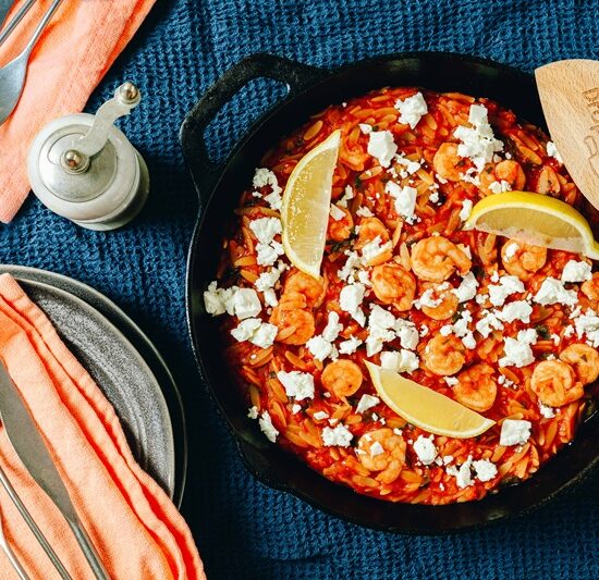 Smoky Mediterranean Prawn & Feta Orzo