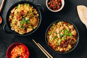 Korean-Style Chicken & Kimchi Ramen with Chilli Rayu