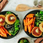 Kiev-Style Turkey Burgers with Sweet Potato Fries