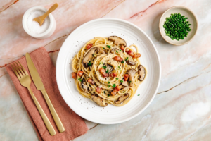 Alberto's Alternative Pancetta and Mixed Mushroom Carbonara
