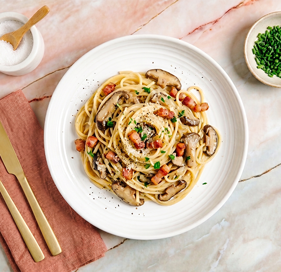 Alberto's Alternative Pancetta and Mixed Mushroom Carbonara