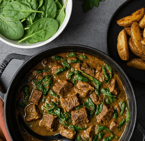 Beef Saag & Curried Potatoes