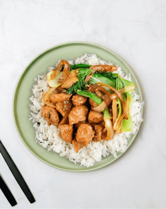 Chicken Satay, Rice & Asian Greens