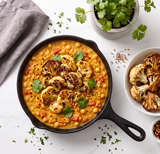 Chickpea & Lentil Dahl with Roasted Cauliflower