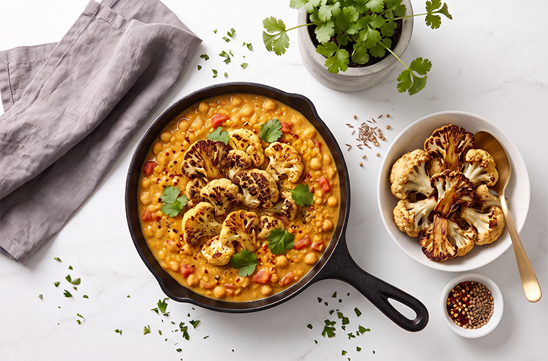 Chickpea & Lentil Dahl with Roasted Cauliflower