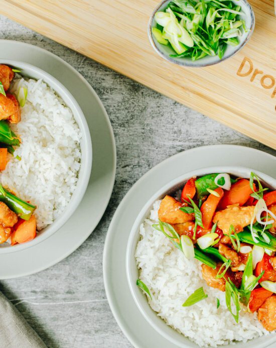 Crispy Chilli Chicken Bites with Jasmine Rice