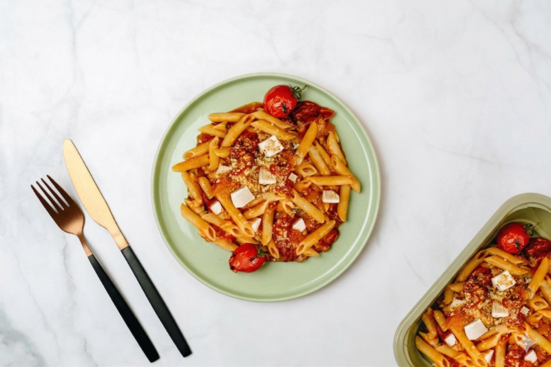 Feta Red Pepper Pesto Penne with Sundried Tomato