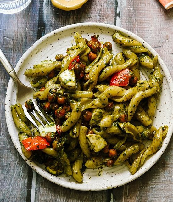 Mediterranean Charred Mixed Pepper Pesto Pasta