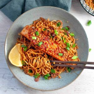 Szechuan Salmon Stir Fry Noodles