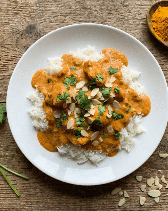 Mild Chicken Korma with Tomato and Flaked Almond