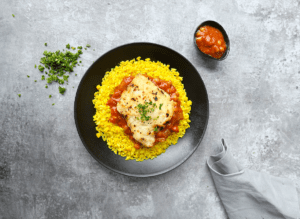 Oven Baked Cod in Tomato & Chickpea Sauce