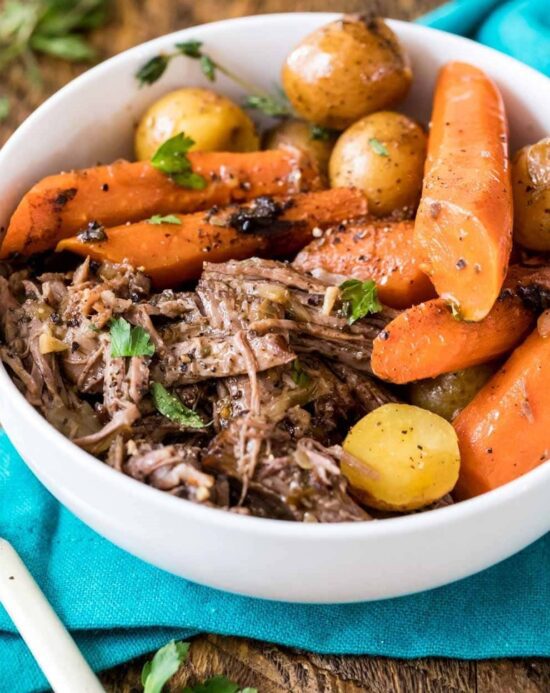 BBQ Beef Brisket, Roast Potato & Cajun Carrot Wedges