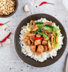 Chicken Satay, Rice & Asian Greens