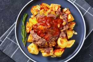 Pulled Beef Ragu and roast potato