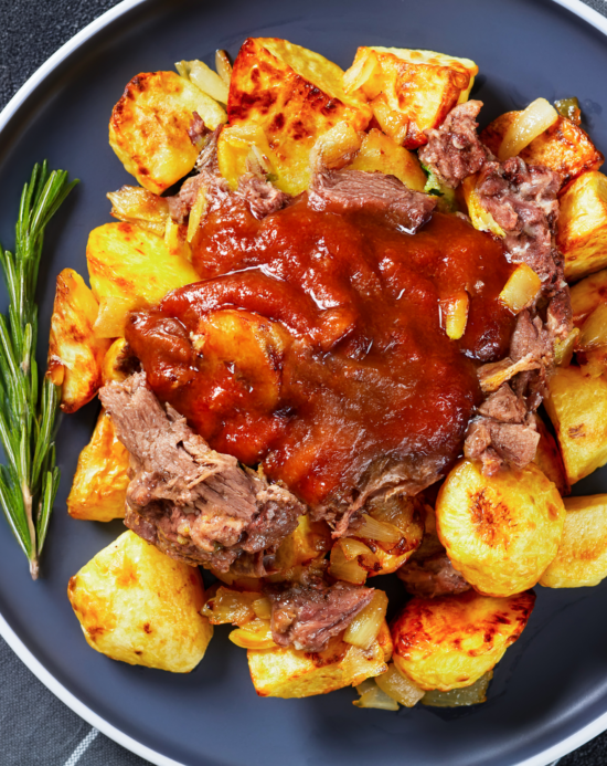 Pulled Beef Ragu and roast potato