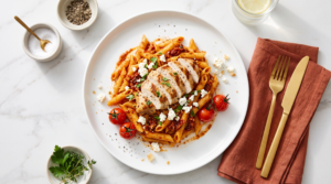 Red Pepper Pesto Penne with Sundried Tomato Chicken
