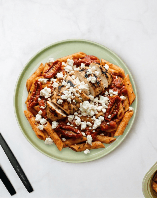 Red Pepper Pesto Penne with Sundried Tomato Chicken