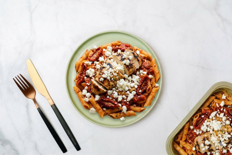 Red Pepper Pesto Penne with Sundried Tomato Chicken