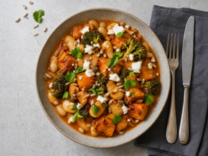 Spiced Sweet Potato, Butter Bean and Broccoli Stew