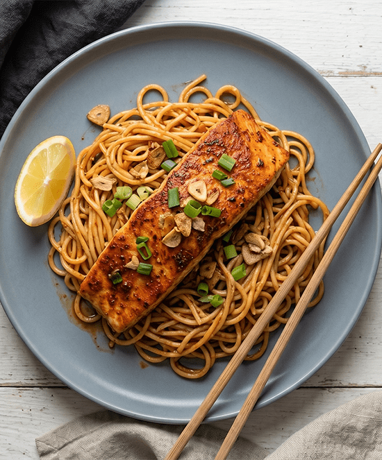 Szechuan Salmon Stir Fry Noodles