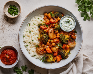 harissa chickpea veggie bowl